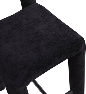 Meridian Furniture Amari Sculptural Open Back Upholstered Counter Stool for Stylish Kitchen Island Seating Black Chenille Fabric 11062Black-C