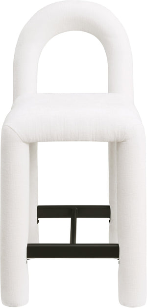 Meridian Furniture Amari Sculptural Open Back Upholstered Counter Stool for Stylish Kitchen Island Seating Cream Chenille Fabric 11062Cream-C