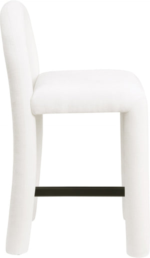 Meridian Furniture Amari Sculptural Open Back Upholstered Counter Stool for Stylish Kitchen Island Seating Cream Chenille Fabric 11062Cream-C