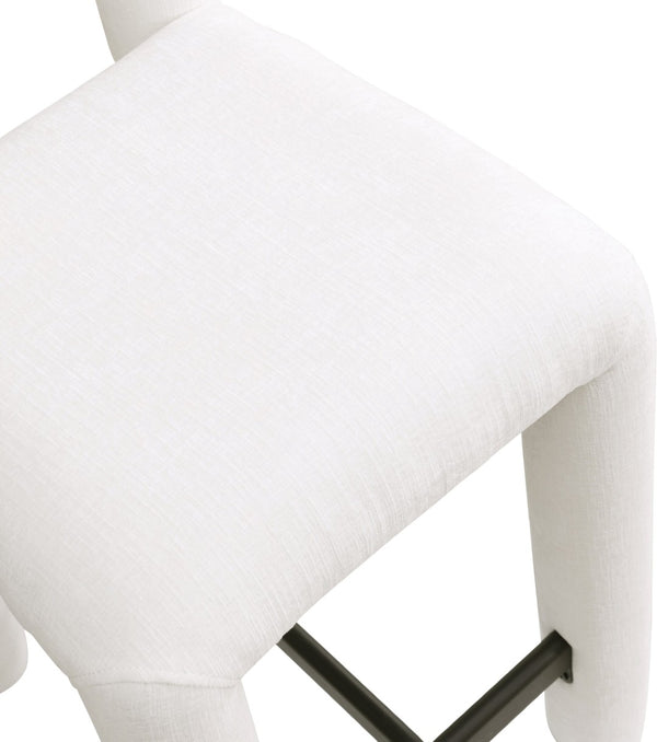Meridian Furniture Amari Sculptural Open Back Upholstered Counter Stool for Stylish Kitchen Island Seating Cream Chenille Fabric 11062Cream-C