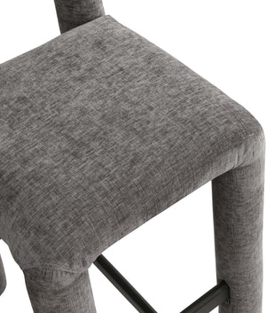 Meridian Furniture Amari Sculptural Open Back Upholstered Counter Stool for Stylish Kitchen Island Seating Grey Chenille Fabric 11062Grey-C
