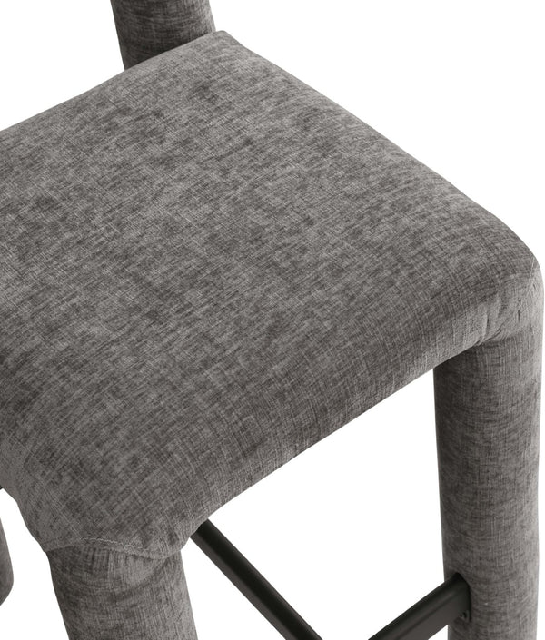 Meridian Furniture Amari Sculptural Open Back Upholstered Counter Stool for Stylish Kitchen Island Seating Grey Chenille Fabric 11062Grey-C