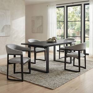 Sundar Modern Black Mdf Rectangular Dining Table Seats Four with Clean Minimalist Lines