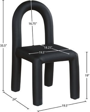 Meridian Furniture Amari Sculptural Open Back Dining Chair with Iron Frame and Plush Upholstery for Modern Black Vegan Leather 11063Black-C