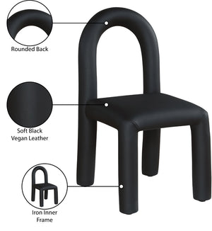 Meridian Furniture Amari Sculptural Open Back Dining Chair with Iron Frame and Plush Upholstery for Modern Black Vegan Leather 11063Black-C