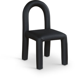 Meridian Furniture Amari Sculptural Open Back Dining Chair with Iron Frame and Plush Upholstery for Modern Black Vegan Leather 11063Black-C