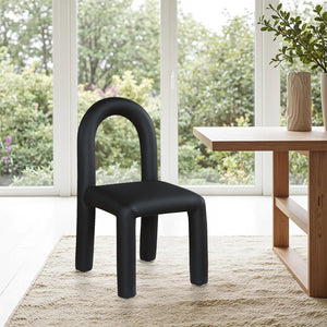 Meridian Furniture Amari Sculptural Open Back Dining Chair with Iron Frame and Plush Upholstery for Modern Black Vegan Leather 11063Black-C