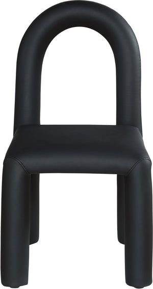 Meridian Furniture Amari Sculptural Open Back Dining Chair with Iron Frame and Plush Upholstery for Modern Black Vegan Leather 11063Black-C