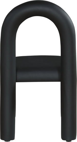 Meridian Furniture Amari Sculptural Open Back Dining Chair with Iron Frame and Plush Upholstery for Modern Black Vegan Leather 11063Black-C