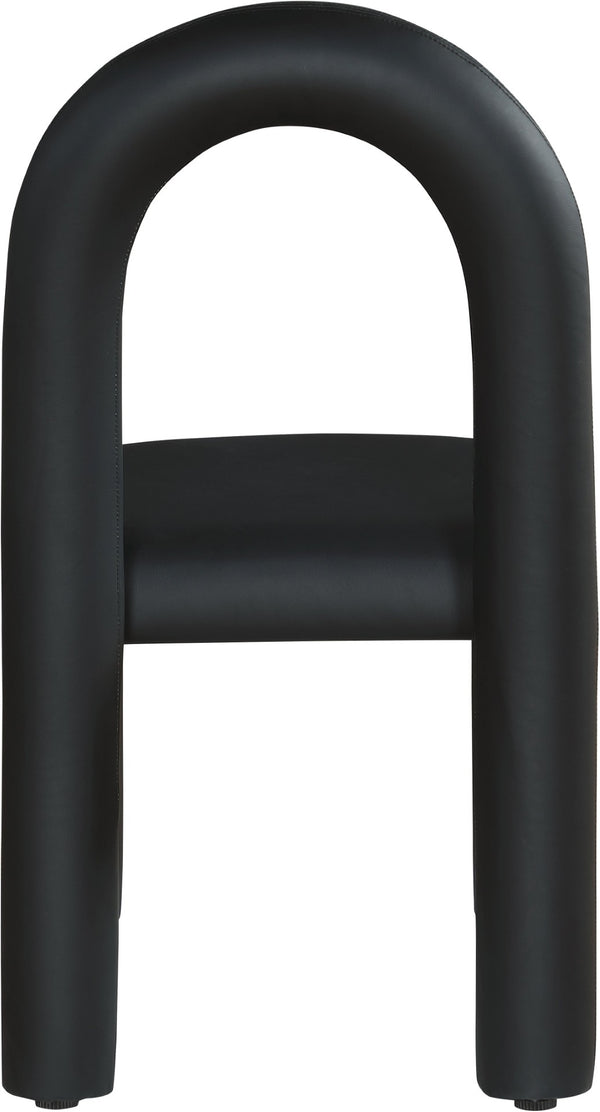 Meridian Furniture Amari Sculptural Open Back Dining Chair with Iron Frame and Plush Upholstery for Modern Black Vegan Leather 11063Black-C