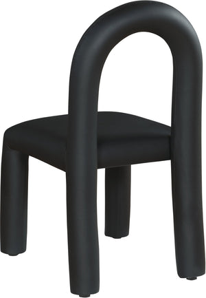 Meridian Furniture Amari Sculptural Open Back Dining Chair with Iron Frame and Plush Upholstery for Modern Black Vegan Leather 11063Black-C