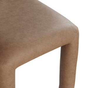 Meridian Furniture Amari Sculptural Open Back Dining Chair with Iron Frame and Plush Upholstery for Modern Brown Vegan Leather 11063Brown-C