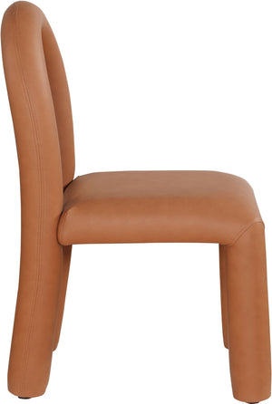 Meridian Furniture Amari Sculptural Open Back Dining Chair with Iron Frame and Plush Upholstery for Modern Cognac Vegan Leather 11063Cognac-C