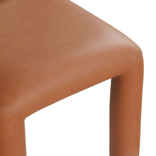 Meridian Furniture Amari Sculptural Open Back Dining Chair with Iron Frame and Plush Upholstery for Modern Cognac Vegan Leather 11063Cognac-C