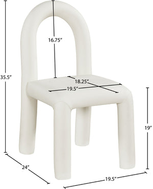 Meridian Furniture Amari Sculptural Open Back Dining Chair with Iron Frame and Plush Upholstery for Modern Cream Vegan Leather 11063Cream-C