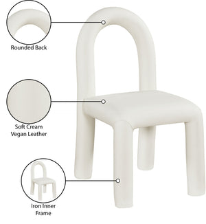Meridian Furniture Amari Sculptural Open Back Dining Chair with Iron Frame and Plush Upholstery for Modern Cream Vegan Leather 11063Cream-C
