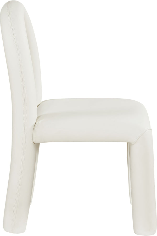 Meridian Furniture Amari Sculptural Open Back Dining Chair with Iron Frame and Plush Upholstery for Modern Cream Vegan Leather 11063Cream-C