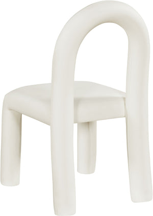 Meridian Furniture Amari Sculptural Open Back Dining Chair with Iron Frame and Plush Upholstery for Modern Cream Vegan Leather 11063Cream-C