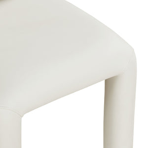 Meridian Furniture Amari Sculptural Open Back Dining Chair with Iron Frame and Plush Upholstery for Modern Cream Vegan Leather 11063Cream-C