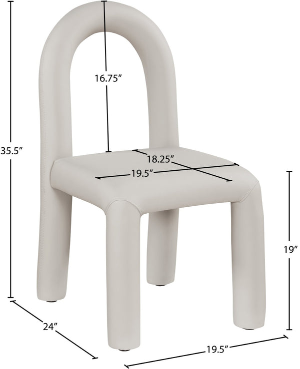 Meridian Furniture Amari Sculptural Open Back Dining Chair with Iron Frame and Plush Upholstery for Modern Taupe Vegan Leather 11063Taupe-C