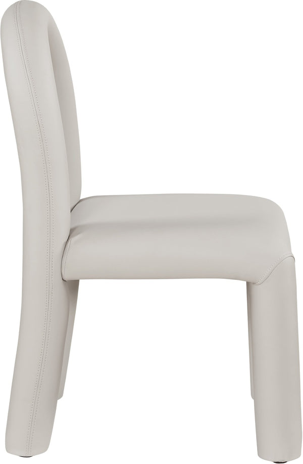 Meridian Furniture Amari Sculptural Open Back Dining Chair with Iron Frame and Plush Upholstery for Modern Taupe Vegan Leather 11063Taupe-C