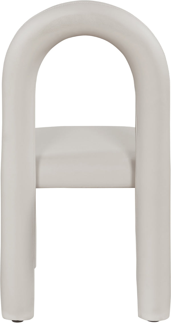 Meridian Furniture Amari Sculptural Open Back Dining Chair with Iron Frame and Plush Upholstery for Modern Taupe Vegan Leather 11063Taupe-C