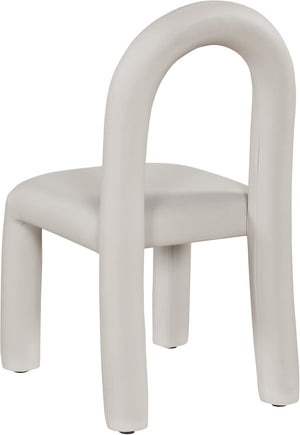 Meridian Furniture Amari Sculptural Open Back Dining Chair with Iron Frame and Plush Upholstery for Modern Taupe Vegan Leather 11063Taupe-C