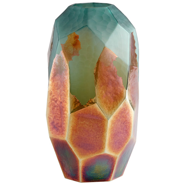 Roca Verde Vase Green and Gold 11064 Cyan Design