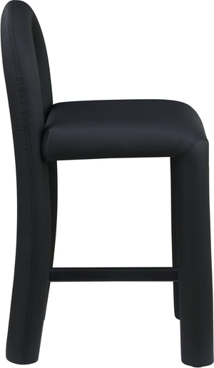Meridian Furniture Amari Sculptural Open Back Upholstered Counter Stool for Stylish Kitchen Island Seating Black Vegan Leather 11064Black-C