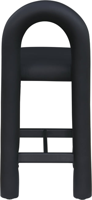 Meridian Furniture Amari Sculptural Open Back Upholstered Counter Stool for Stylish Kitchen Island Seating Black Vegan Leather 11064Black-C