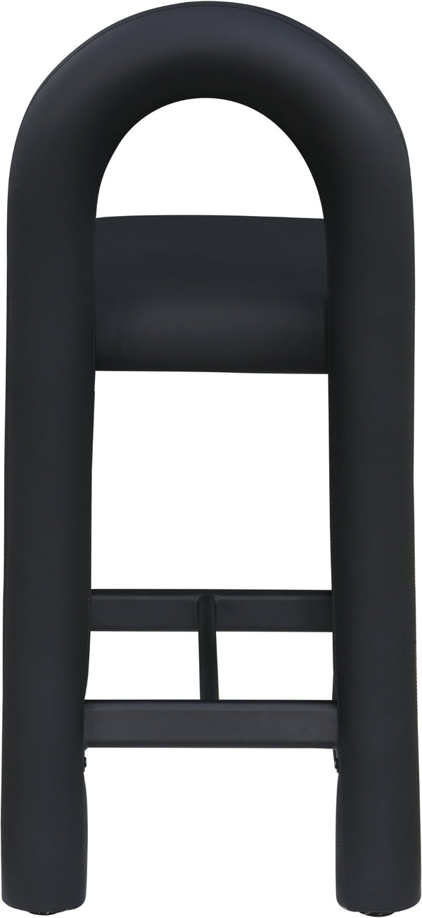 Meridian Furniture Amari Sculptural Open Back Upholstered Counter Stool for Stylish Kitchen Island Seating Black Vegan Leather 11064Black-C