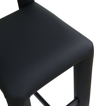 Meridian Furniture Amari Sculptural Open Back Upholstered Counter Stool for Stylish Kitchen Island Seating Black Vegan Leather 11064Black-C