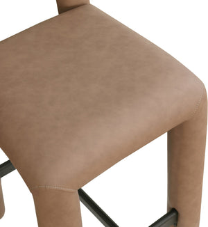 Meridian Furniture Amari Sculptural Open Back Upholstered Counter Stool for Stylish Kitchen Island Seating Brown Vegan Leather 11064Brown-C
