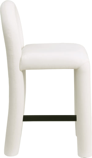 Meridian Furniture Amari Sculptural Open Back Upholstered Counter Stool for Stylish Kitchen Island Seating Cream Vegan Leather 11064Cream-C