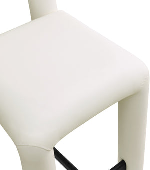 Meridian Furniture Amari Sculptural Open Back Upholstered Counter Stool for Stylish Kitchen Island Seating Cream Vegan Leather 11064Cream-C