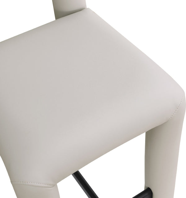Meridian Furniture Amari Sculptural Open Back Upholstered Counter Stool for Stylish Kitchen Island Seating Taupe Vegan Leather 11064Taupe-C