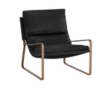 Zancor Lounge Chair - Antique Brass - Charcoal Black Leather 110657 Sunpan