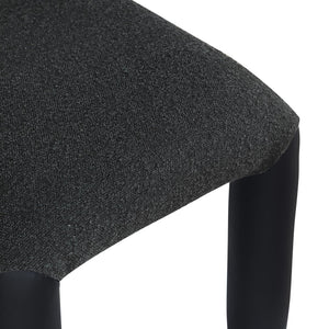 Meridian Furniture Amari Sculptural Open Back Dining Chair with Iron Frame and Plush Upholstery for Modern Black Vegan Leather & Boucle Fabric 11065Black-C