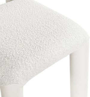 Meridian Furniture Amari Sculptural Open Back Dining Chair with Iron Frame and Plush Upholstery for Modern Cream Vegan Leather & Boucle Fabric 11065Cream-C