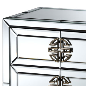 Baxton Studio Baxton Studio Laken Luxe Mirrored End Table with Antique Bronze Base - Glam Storage for Living Room RXF-2222-ET