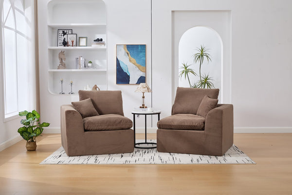 English Elm UNITED Cloud Couch Modular Sectional Sofa with Corduroy Cover, Ergonomic 2-Seater, No Assembly Needed Brown W1568P371124