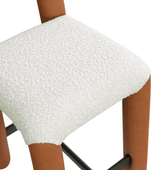 Meridian Furniture Amari Sculptural Open Back Upholstered Counter Stool for Stylish Kitchen Island Seating Cognac Vegan Leather & Boucle Fabric 11066Cognac-C