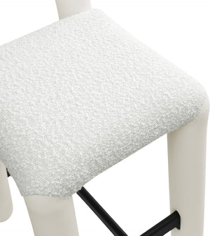 Meridian Furniture Amari Sculptural Open Back Upholstered Counter Stool for Stylish Kitchen Island Seating Cream Vegan Leather & Boucle Fabric 11066Cream-C