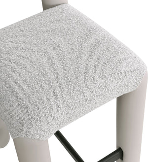 Meridian Furniture Amari Sculptural Open Back Upholstered Counter Stool for Stylish Kitchen Island Seating Taupe Vegan Leather & Boucle Fabric 11066Taupe-C