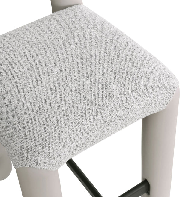 Meridian Furniture Amari Sculptural Open Back Upholstered Counter Stool for Stylish Kitchen Island Seating Taupe Vegan Leather & Boucle Fabric 11066Taupe-C