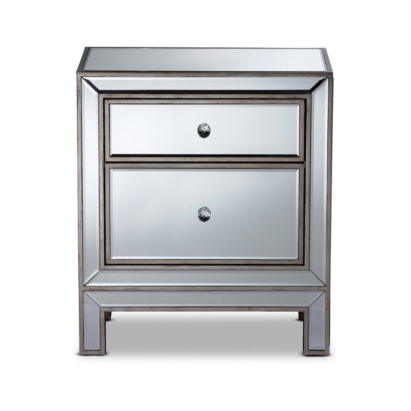 Baxton Studio Baxton Studio Fadri Luxe Mirrored End Table with 2 Drawers - Glamorous Storage for Any Space RXF-2393-ET