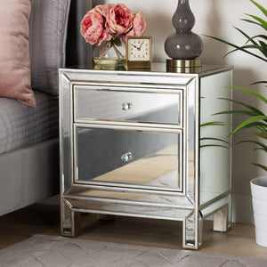 Baxton Studio Baxton Studio Fadri Luxe Mirrored End Table with 2 Drawers - Glamorous Storage for Any Space RXF-2393-ET
