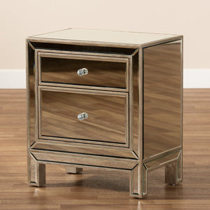 Baxton Studio Baxton Studio Fadri Luxe Mirrored End Table with 2 Drawers - Glamorous Storage for Any Space RXF-2393-ET