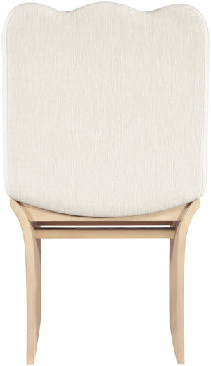 Meridian Furniture Shaw Art Deco Chenille Upholstered Dining Chair with Sculptural Oak Veneer Base for Any Room Cream 11067 11067Cream-C
