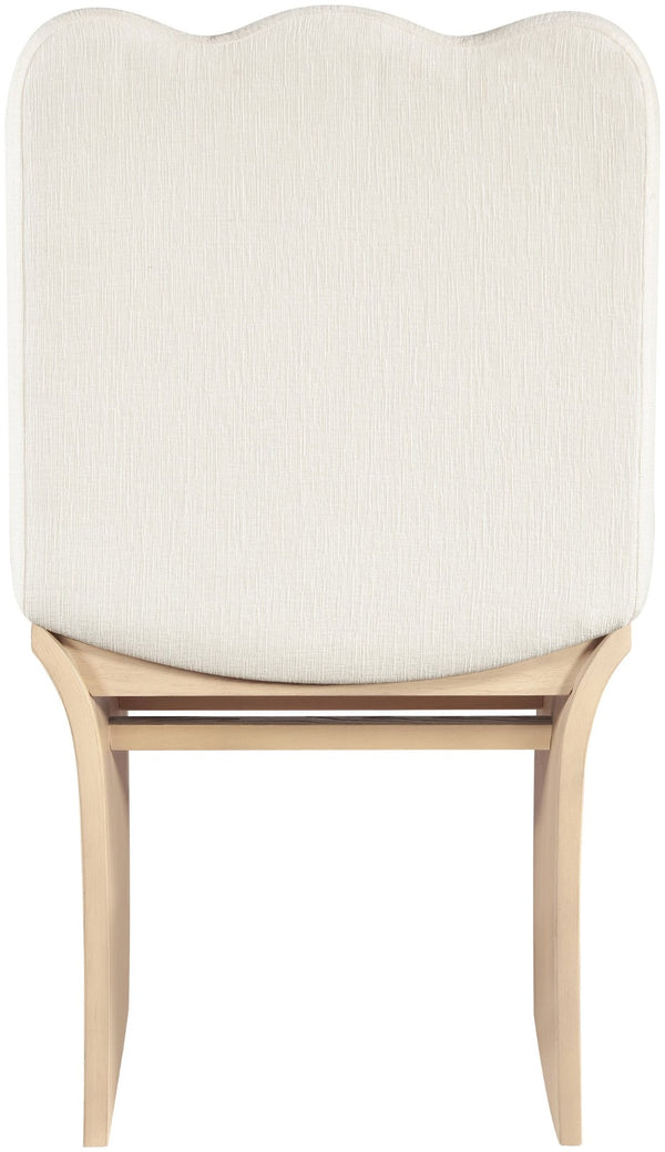 Meridian Furniture Shaw Art Deco Chenille Upholstered Dining Chair with Sculptural Oak Veneer Base for Any Room Cream 11067 11067Cream-C